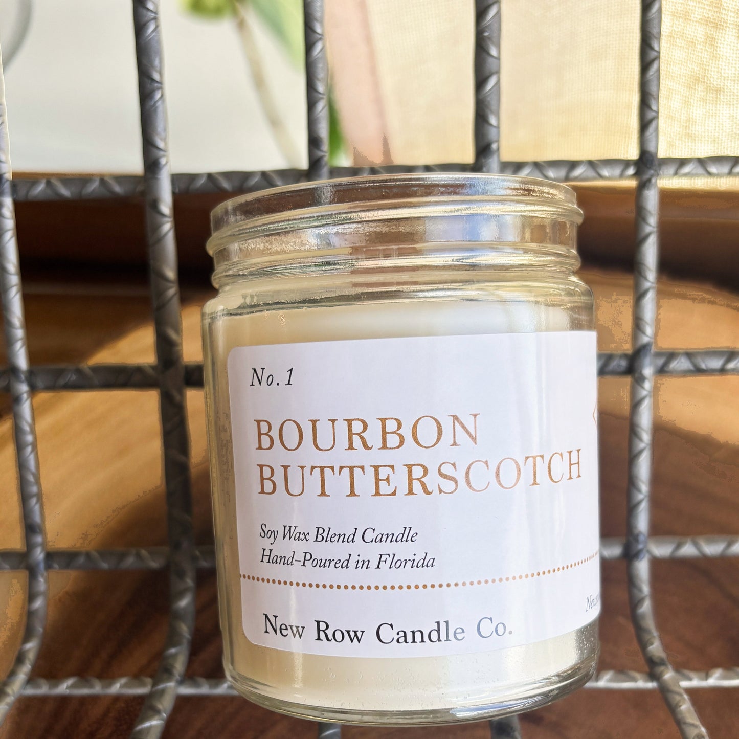 New Row Candle Co Bourbon Butterscotch Wood Wick Farmhouse 7 oz Candle