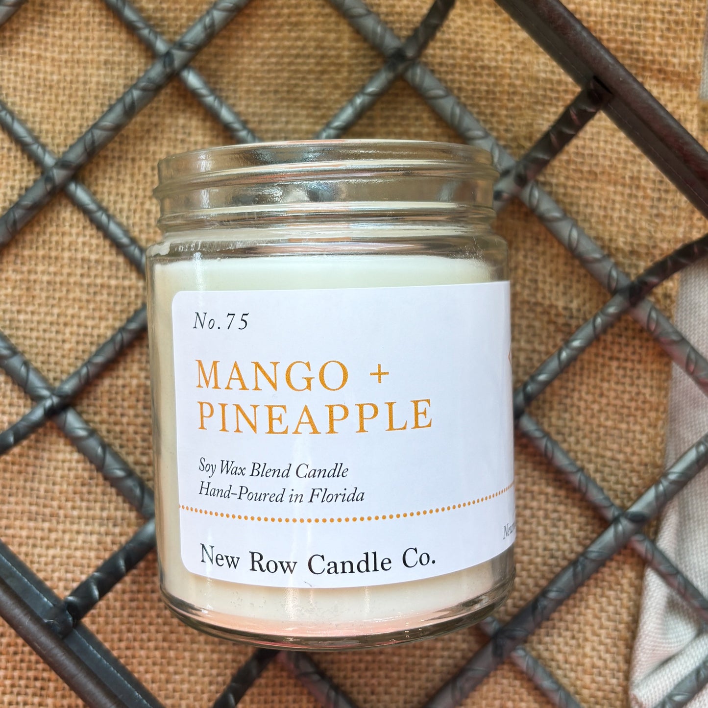 New Row Candle Co Mango Pineapple Wood Wick Farmhouse 7 oz Candle