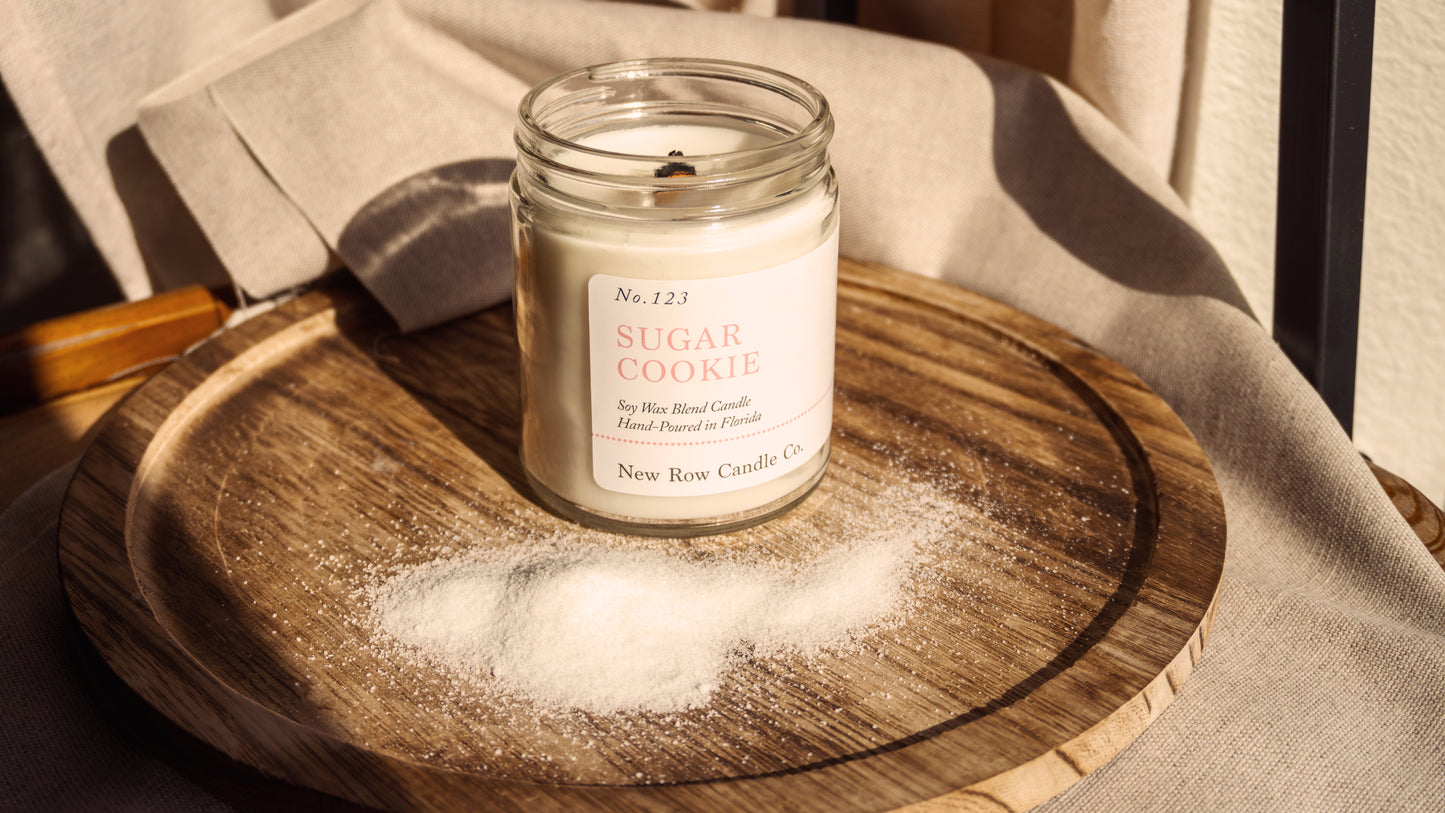 New Row Candle Co Sugar Cookie Wooden Wick Farmhouse 7 oz Candle