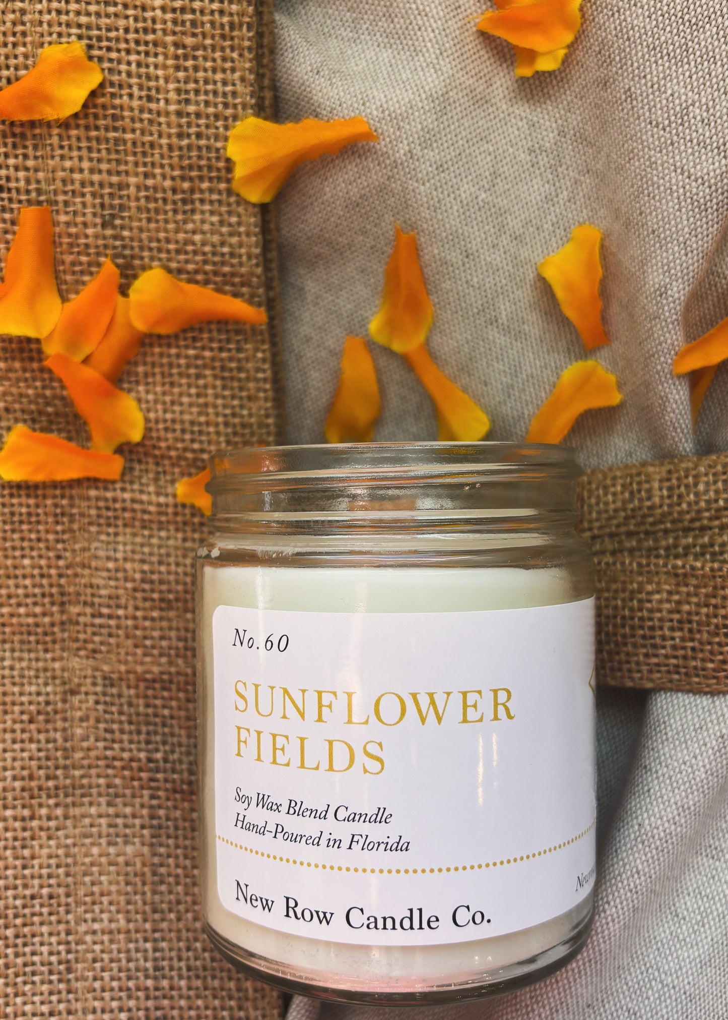 New Row Candle Co Sunflower Fields Wood Wick Farmhouse 7 oz Candle