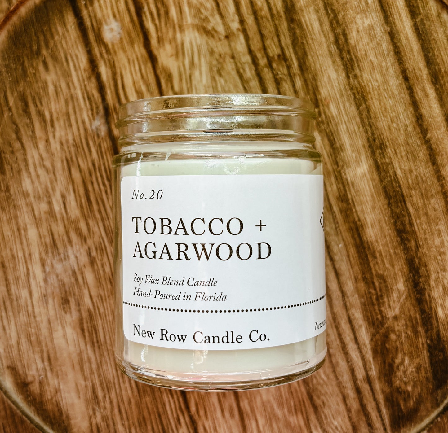New Row Candle Co Tobacco + Agarwood Wood Wick Farmhouse 7 oz Candle