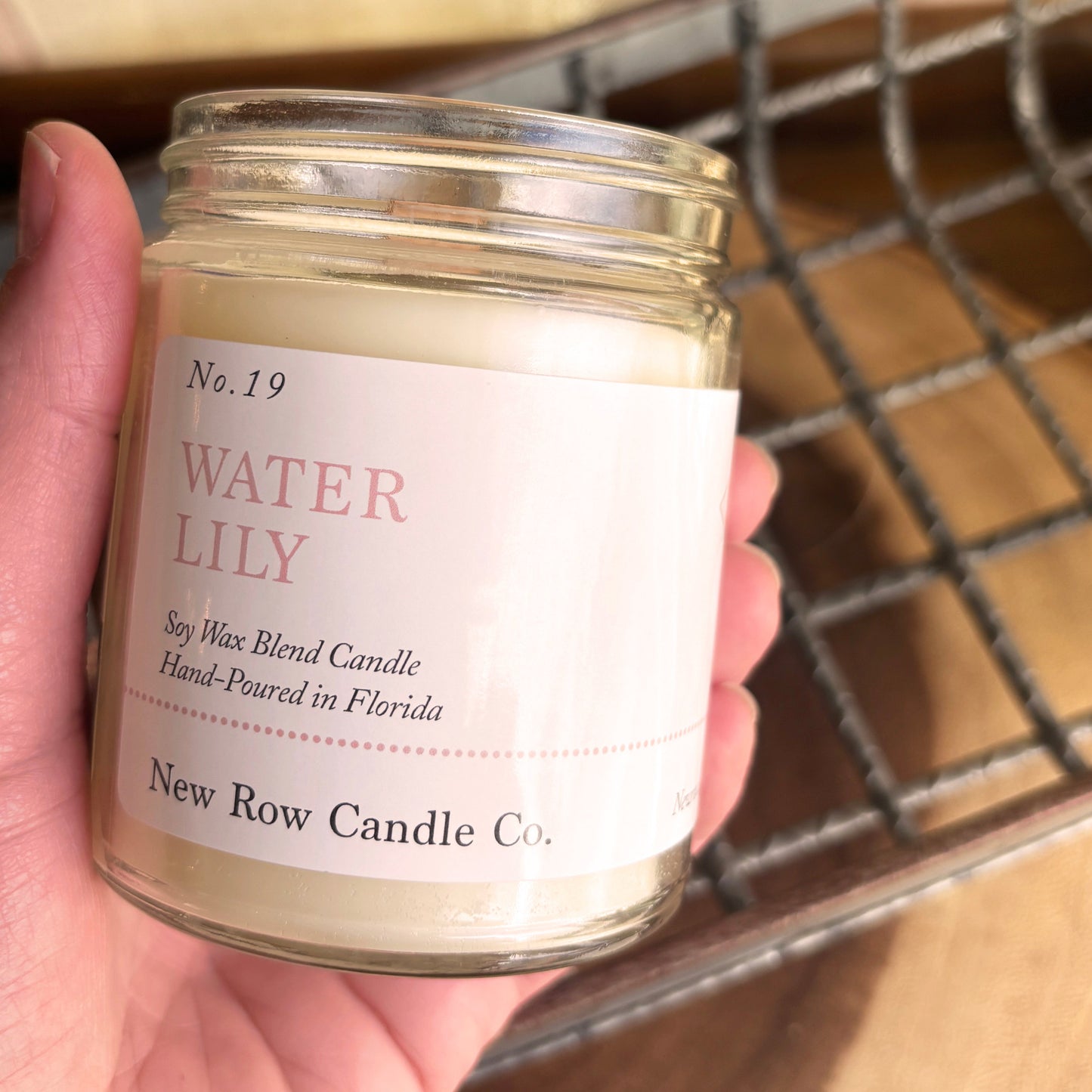 New Row Candle Co Water Lily Wood Wick Farmhouse 7 oz Candle