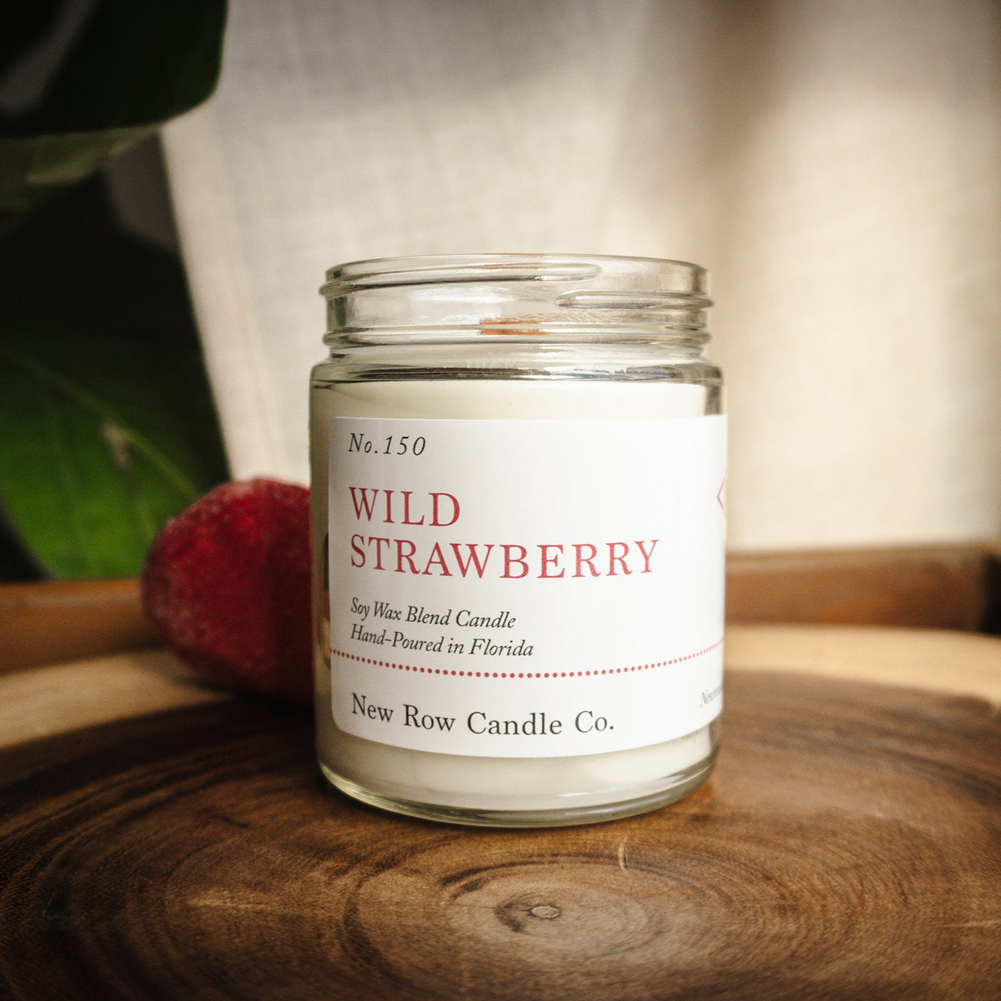 New Row Candle Co Wild Strawberry Wood Wick Farmhouse 7 oz Candle