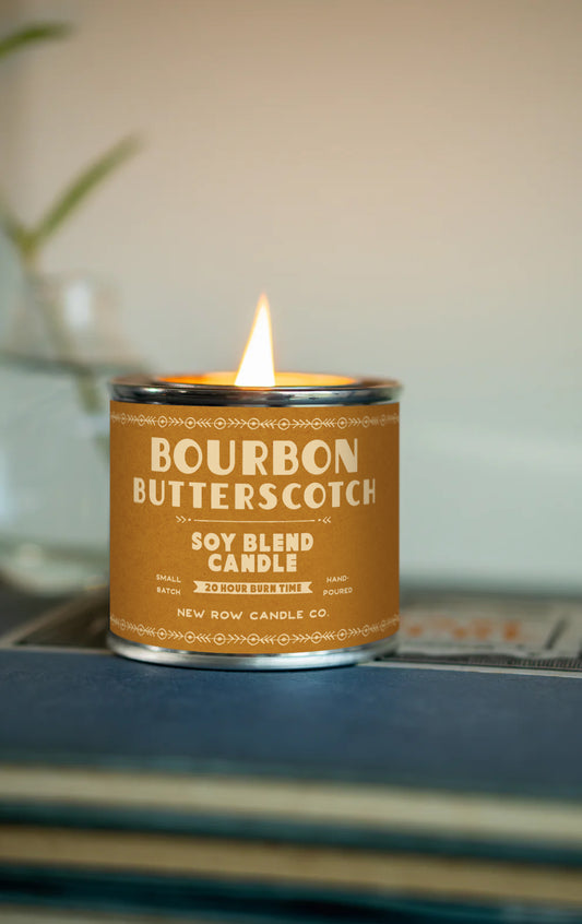 Bourbon Butterscotch Wood Wick Paint Tin Candle | Quarter Pint Tin Candle