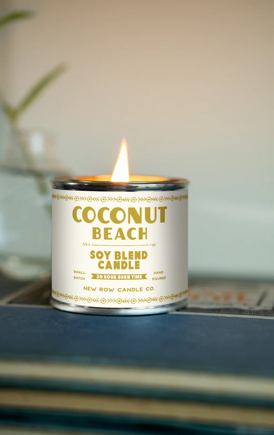 Coconut Beach Wood Wick Paint Tin Candle | Quarter Pint Tin Candle