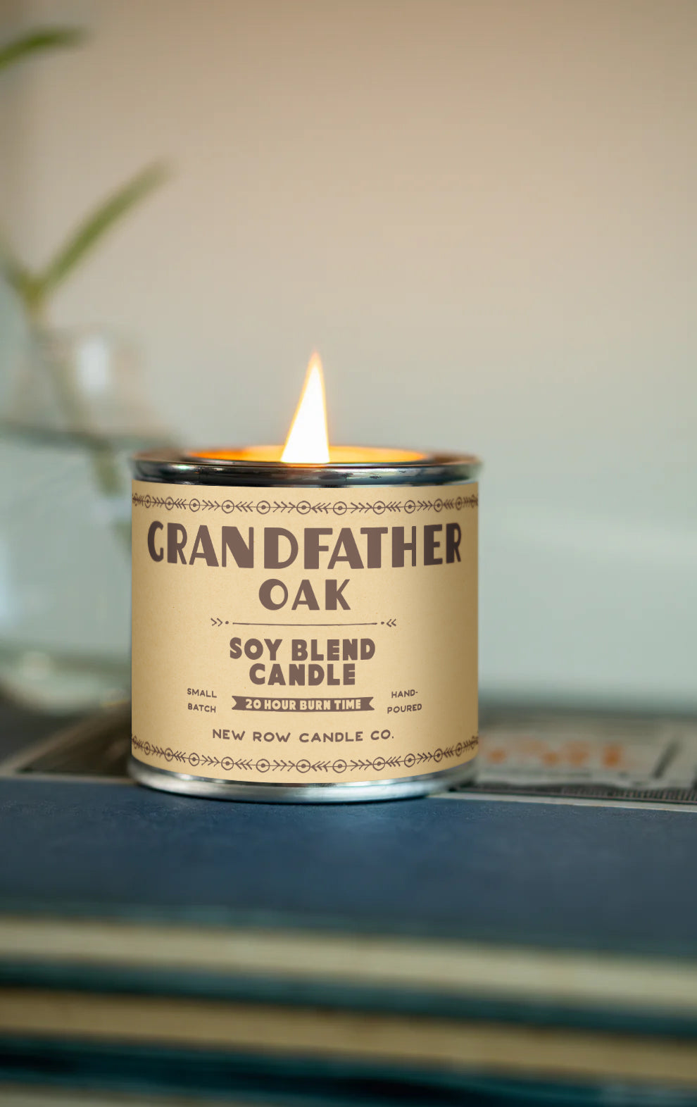 Grandfather Oak Wood Wick Paint Tin Candle | Quarter Pint Tin Candle