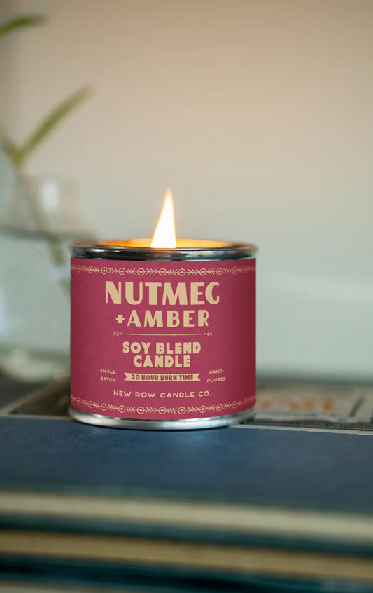 Nutmeg + Amber Wood Wick Paint Tin Candle | Quarter Pint Tin Candle