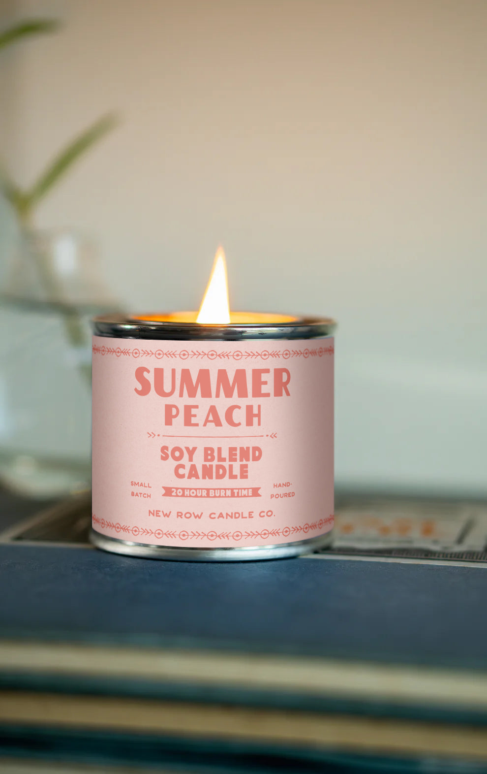Summer Peach Wood Wick Paint Tin Candle | Quarter Pint Tin Candle