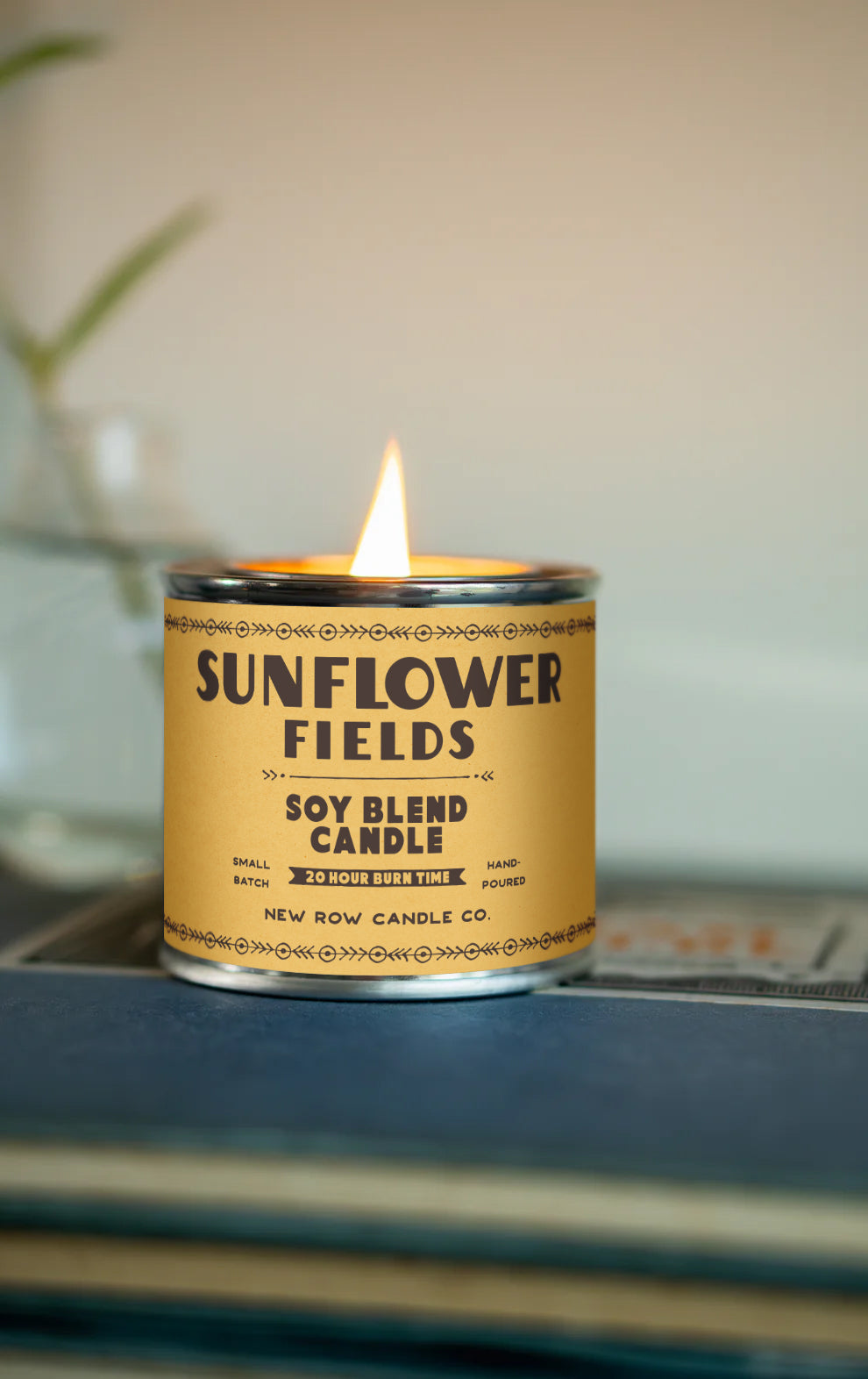 Sunflower Fields Wood Wick Paint Tin Candle | Quarter Pint Tin Candle