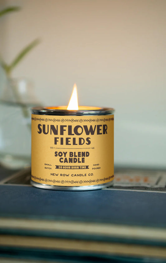 Sunflower Fields Wood Wick Paint Tin Candle | Quarter Pint Tin Candle