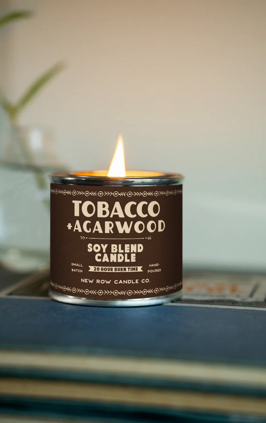 Tobacco + Agarwood Wood Wick Paint Tin Candle | Quarter Pint Tin Candle