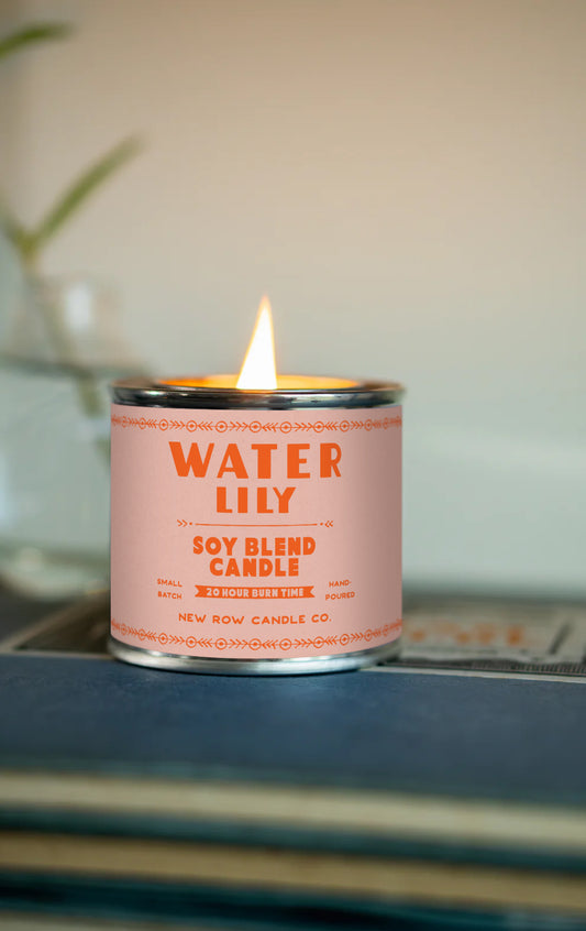 Water Lily Wood Wick Paint Tin Candle | Quarter Pint Tin Candle