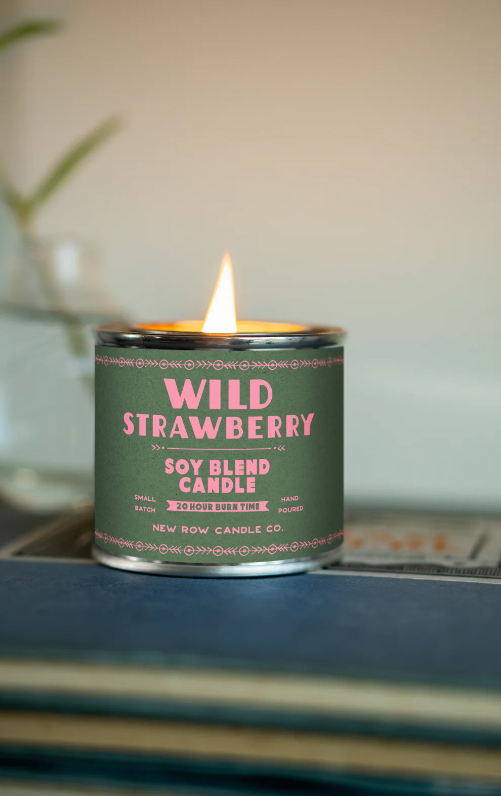 Wild Strawberry Wood Wick Paint Tin Candle | Quarter Pint Tin Candle